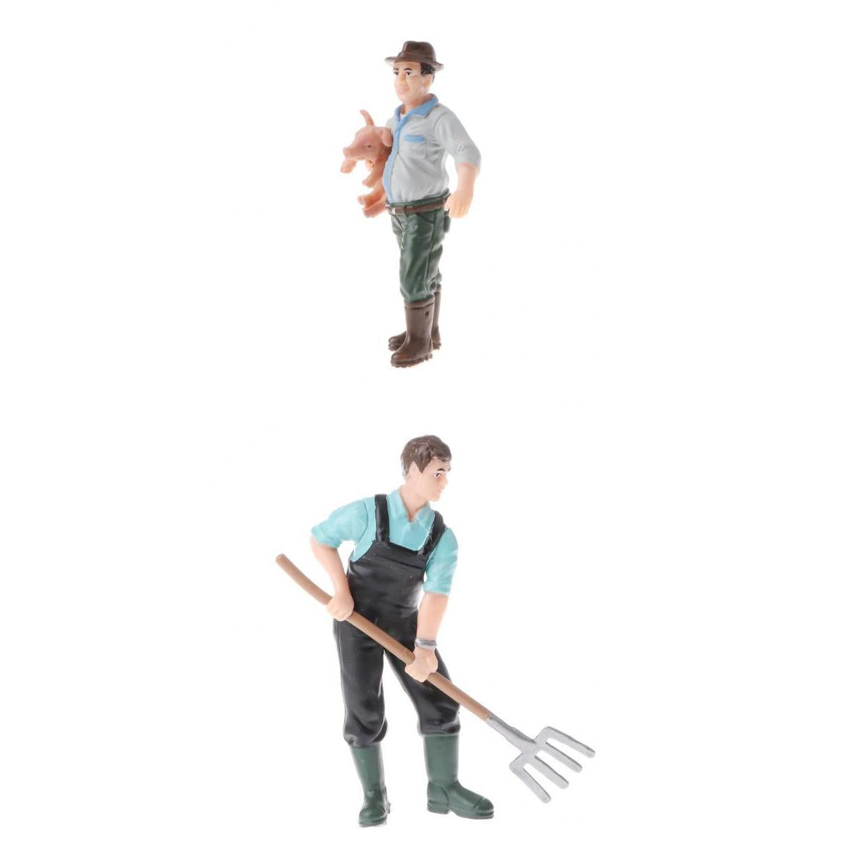 2 Pieces Simulation Farmer Model Action Figures Kids Toy Collections Gift