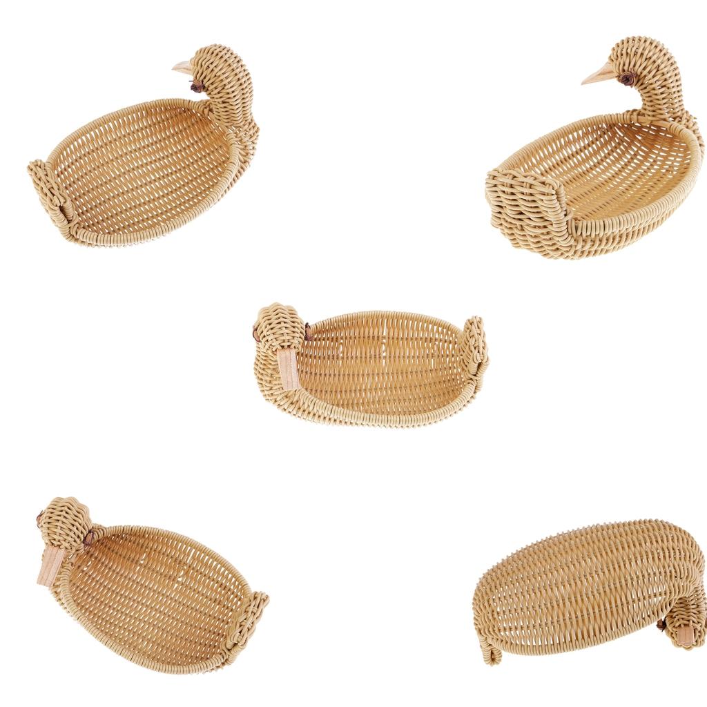 5Pcs Imitation Rattan Plastic Bread Basket Weaving Storage Duck Type Basket