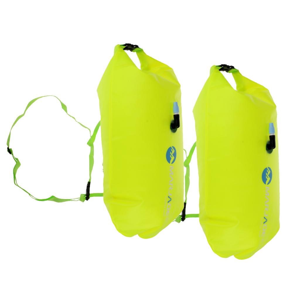 2 Pieces High Visibility Inflatable Dry Bag Swimming Snorkeling Safety Float