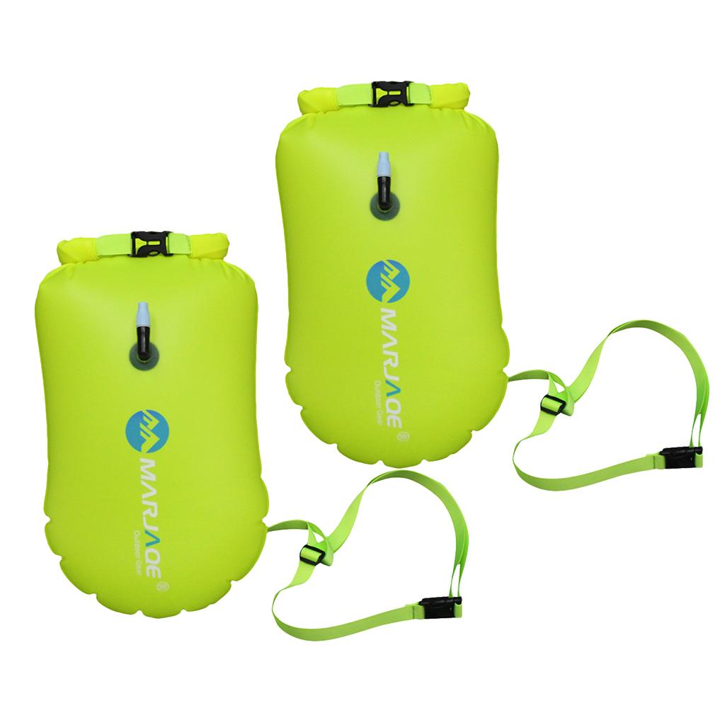 2 Pieces High Visibility Inflatable Dry Bag Swimming Snorkeling Safety Float