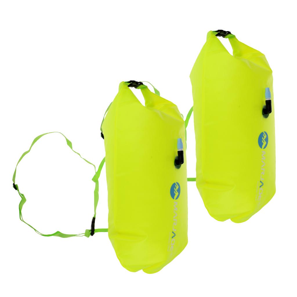 2 Pieces High Visibility Inflatable Dry Bag Swimming Snorkeling Safety Float