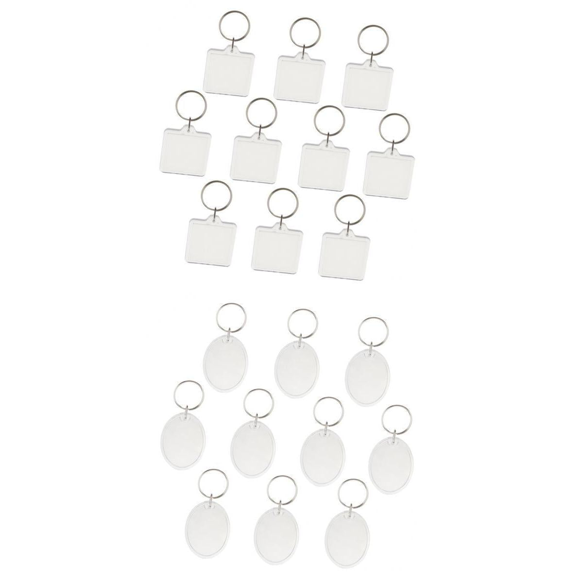 10Pcs Acrylic Oval/Square Shape Empty Photo Frame Keyring Women Keychain DIY