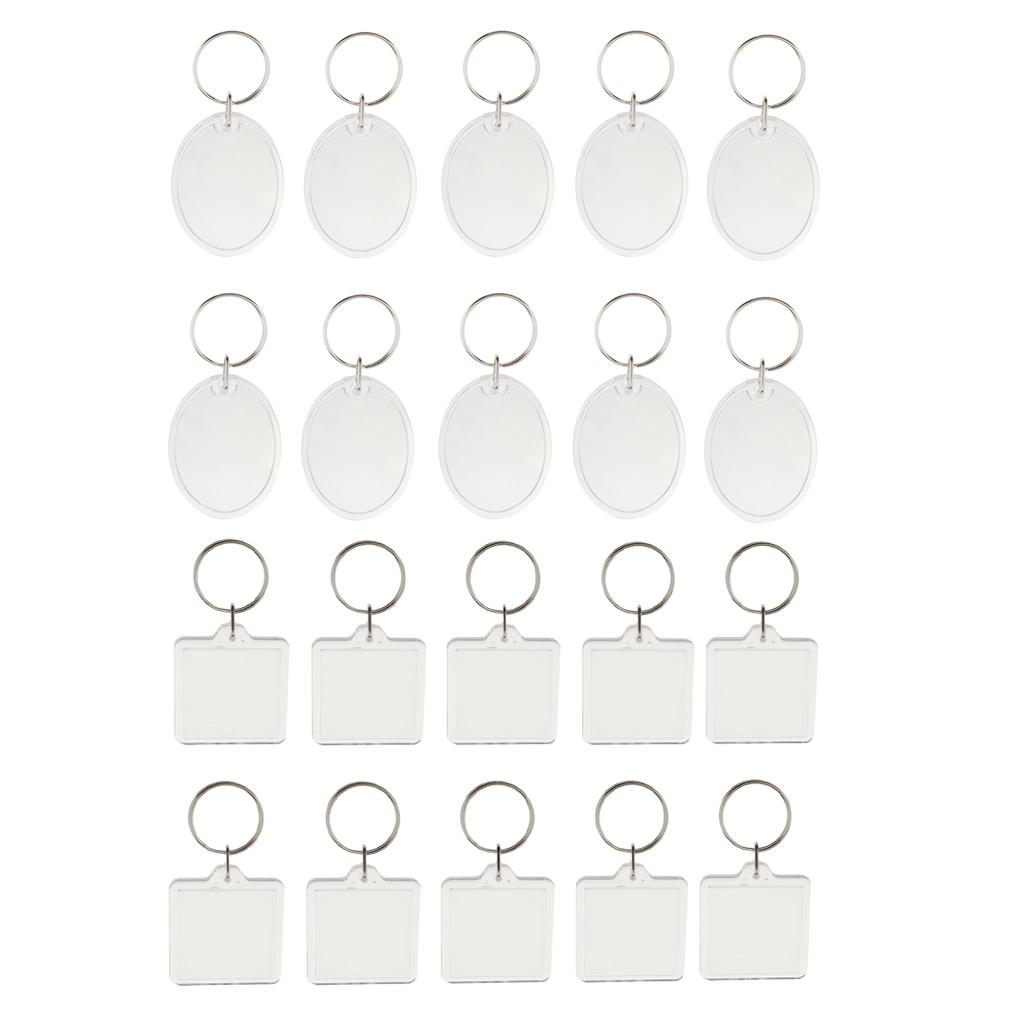 10Pcs Acrylic Oval/Square Shape Empty Photo Frame Keyring Women Keychain DIY