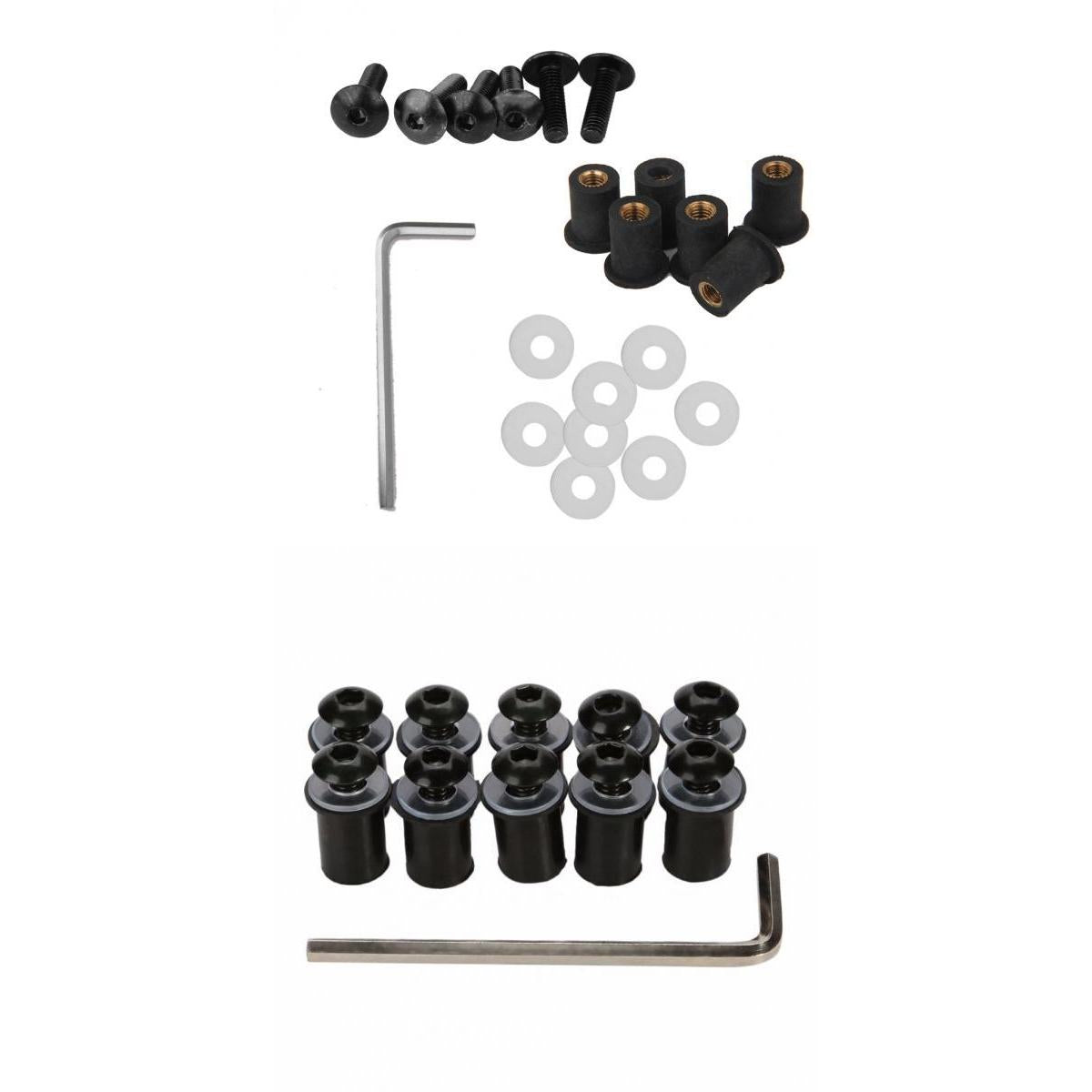 4mm + 5mm Fairing Windscreen Screw Bolt Windshield Mounting Nuts Kit Black