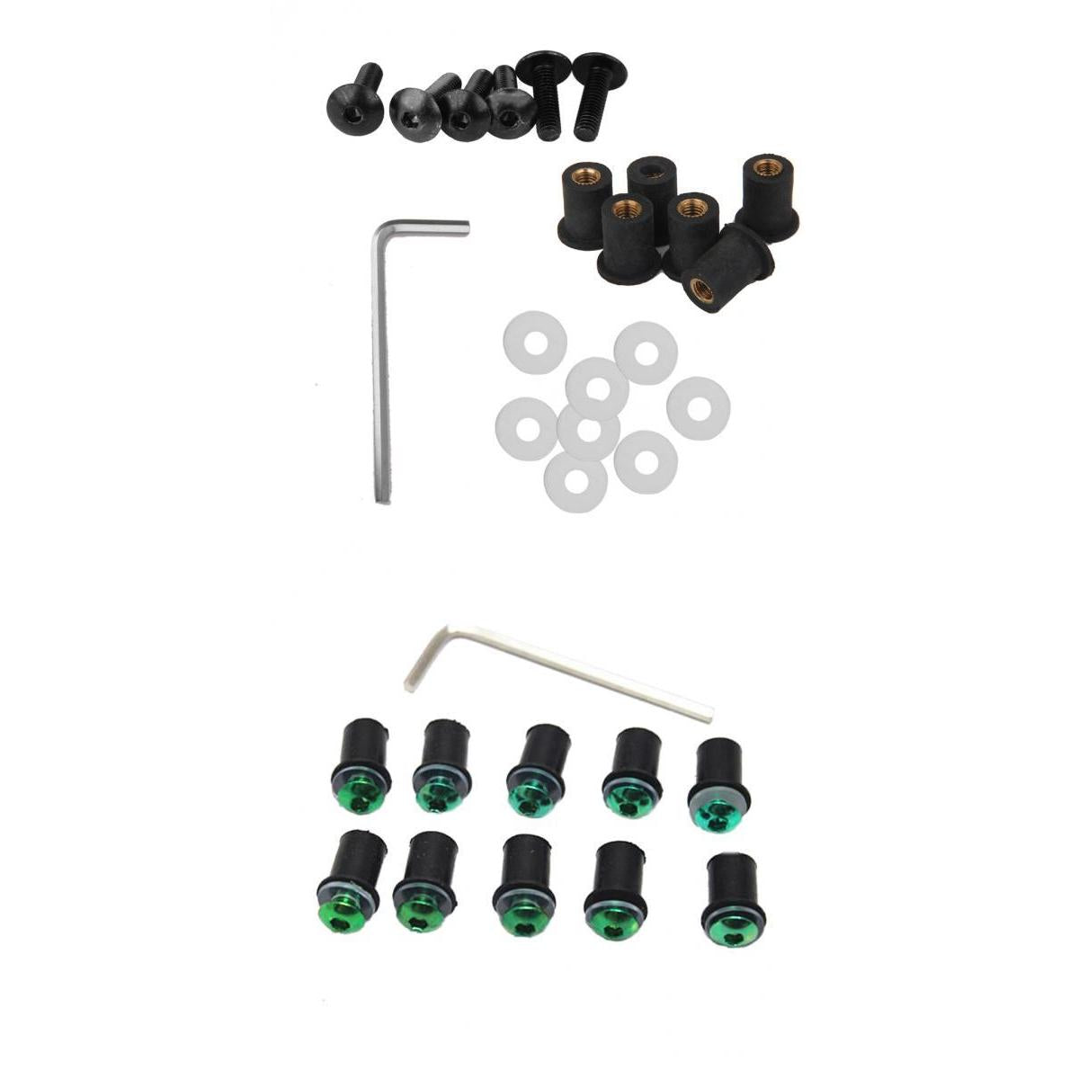 4mm + 5mm Fairing Windscreen Screw Bolt Windshield Mounting Nuts Kit Green
