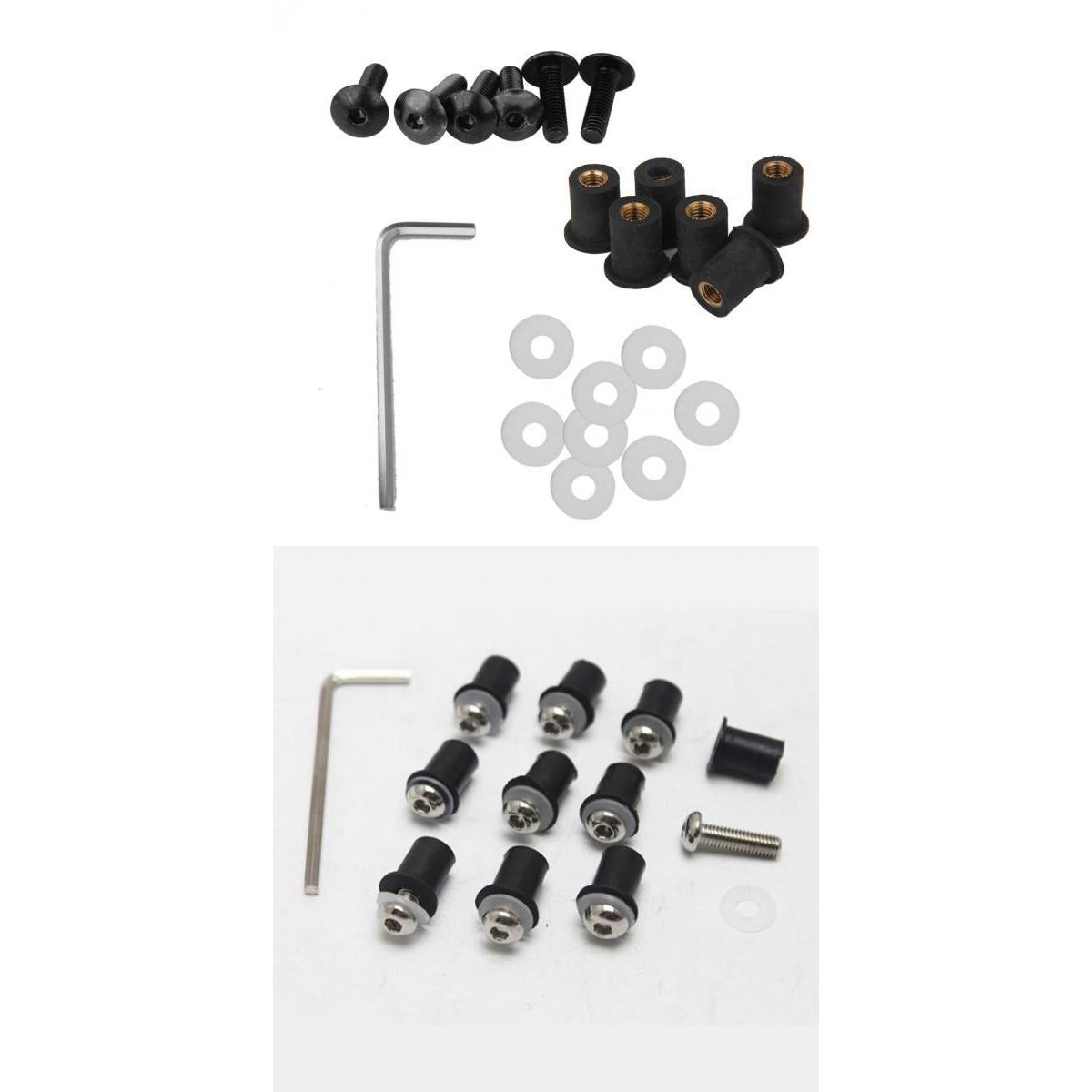 4mm + 5mm Fairing Windscreen Screw Bolt Windshield Mounting Nuts Kit Silver