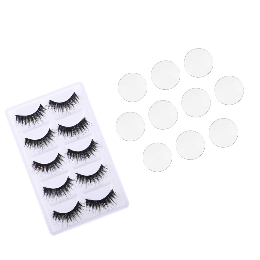 5 Pairs Fake Eyelashes And 5 Pairs Clear Flat Glass Eyeball For 1/6 Blythe