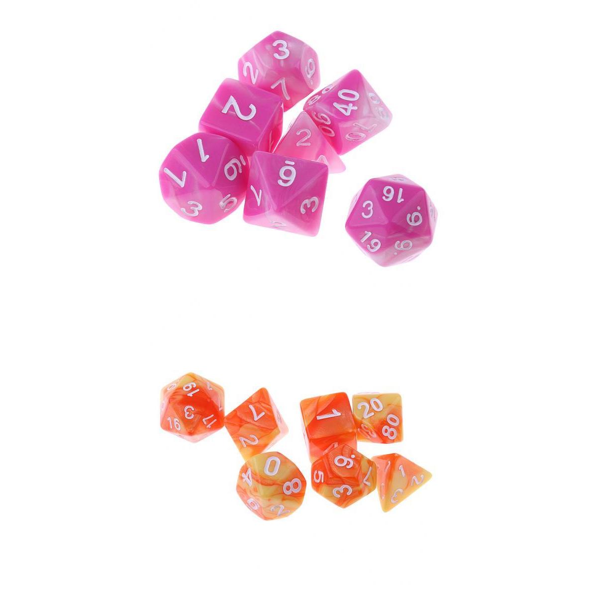 14 Pieces Multi-sided Multi-Color Polyhedral Dice Family Set for D&D Game