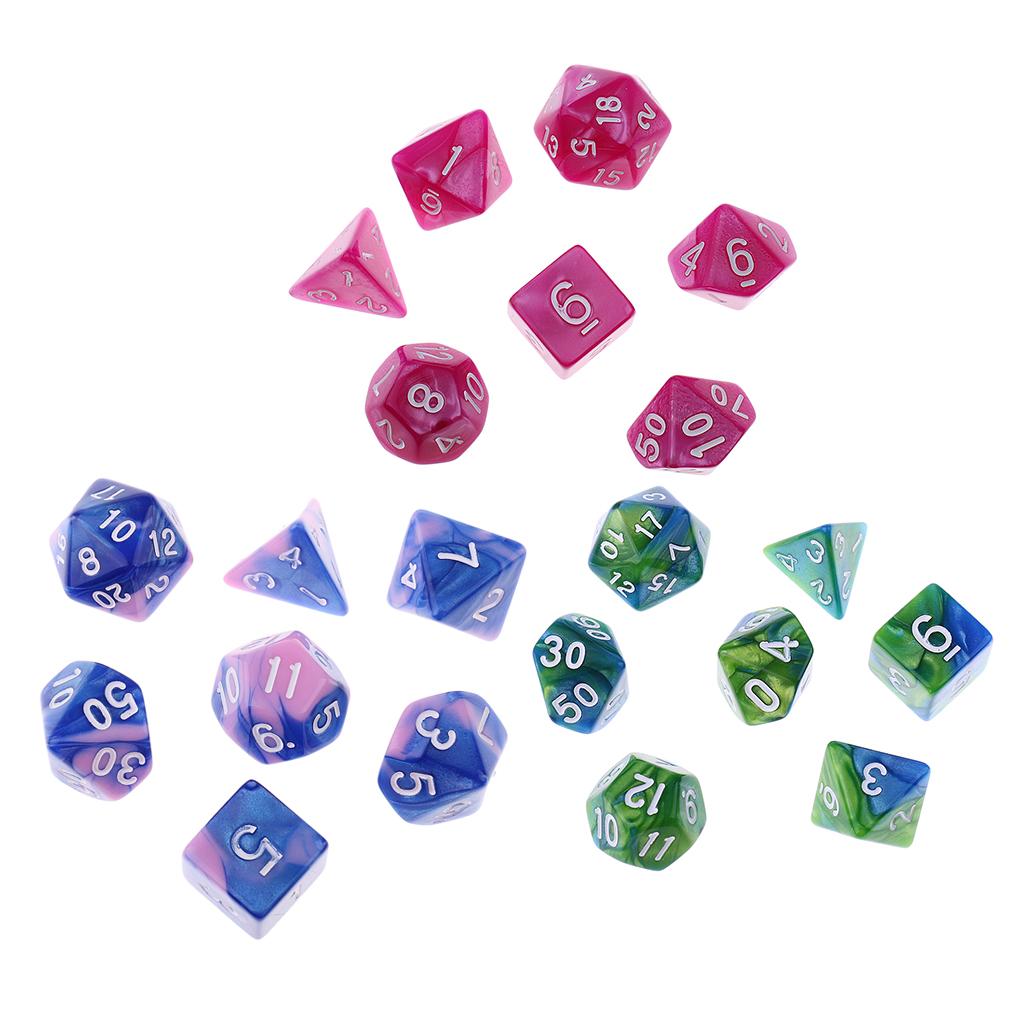 14 Pieces Multi-sided Dice Colors Polyhedral Dice Family Set for D&D Game