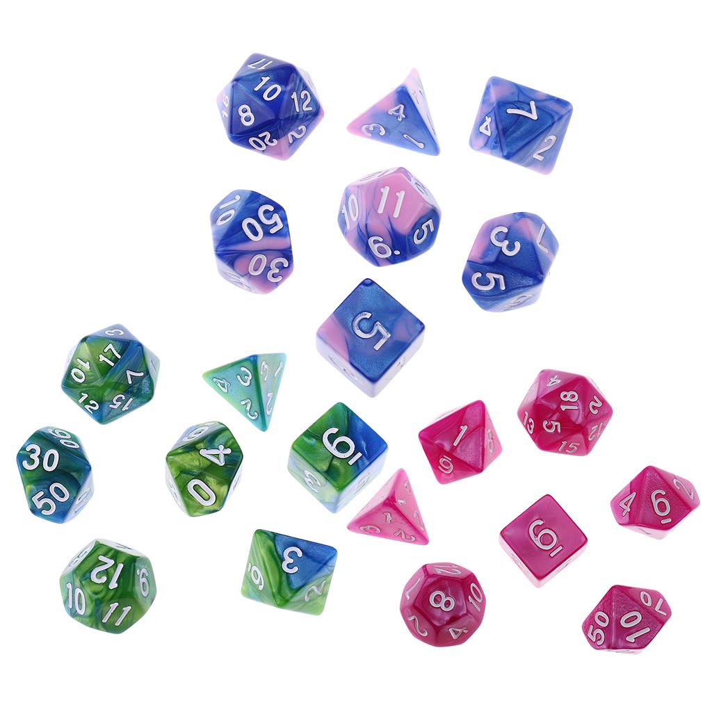 14 Pieces Multi-sided Dice Colors Polyhedral Dice Family Set for D&D Game