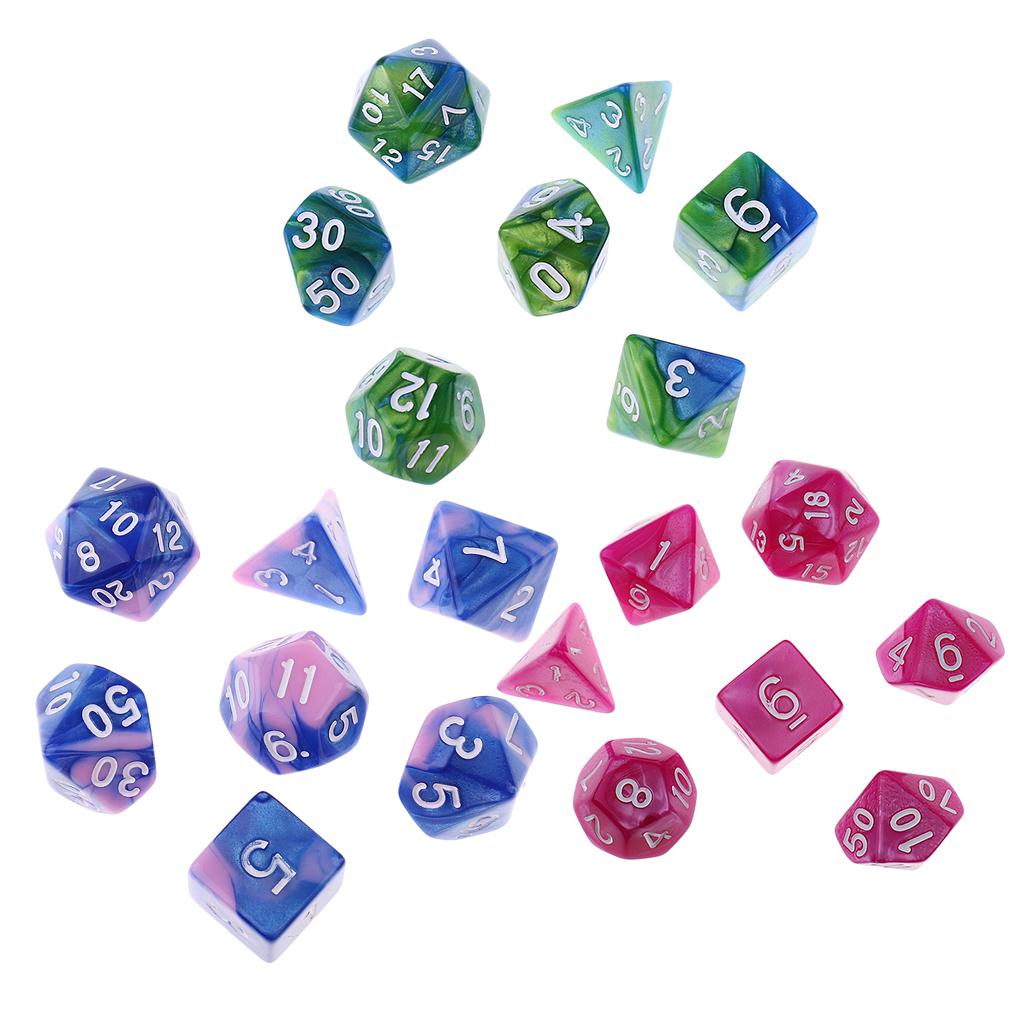 14 Pieces Multi-sided Dice Colors Polyhedral Dice Family Set for D&D Game