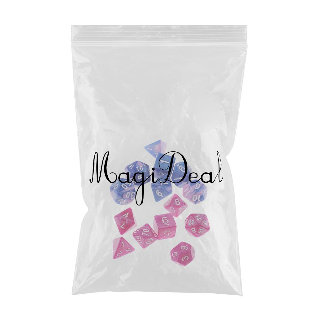 14 Pieces Multi-sided Dice Multi-color Polyhedral Dice Family for D&D Game