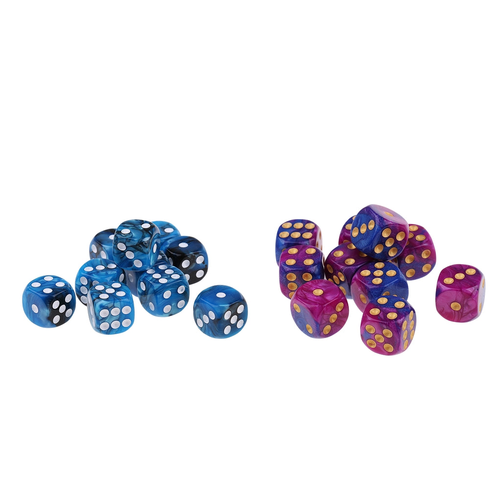 20 Pieces Acrylic Dice Family Set 16mm Six-sided Dotted Dice for Table Game