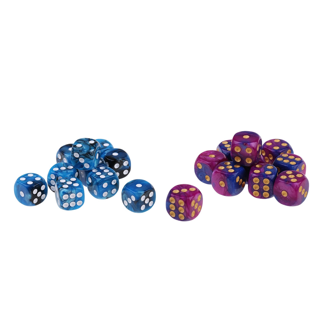 20 Pieces Acrylic Dice Family Set 16mm Six-sided Dotted Dice for Table Game