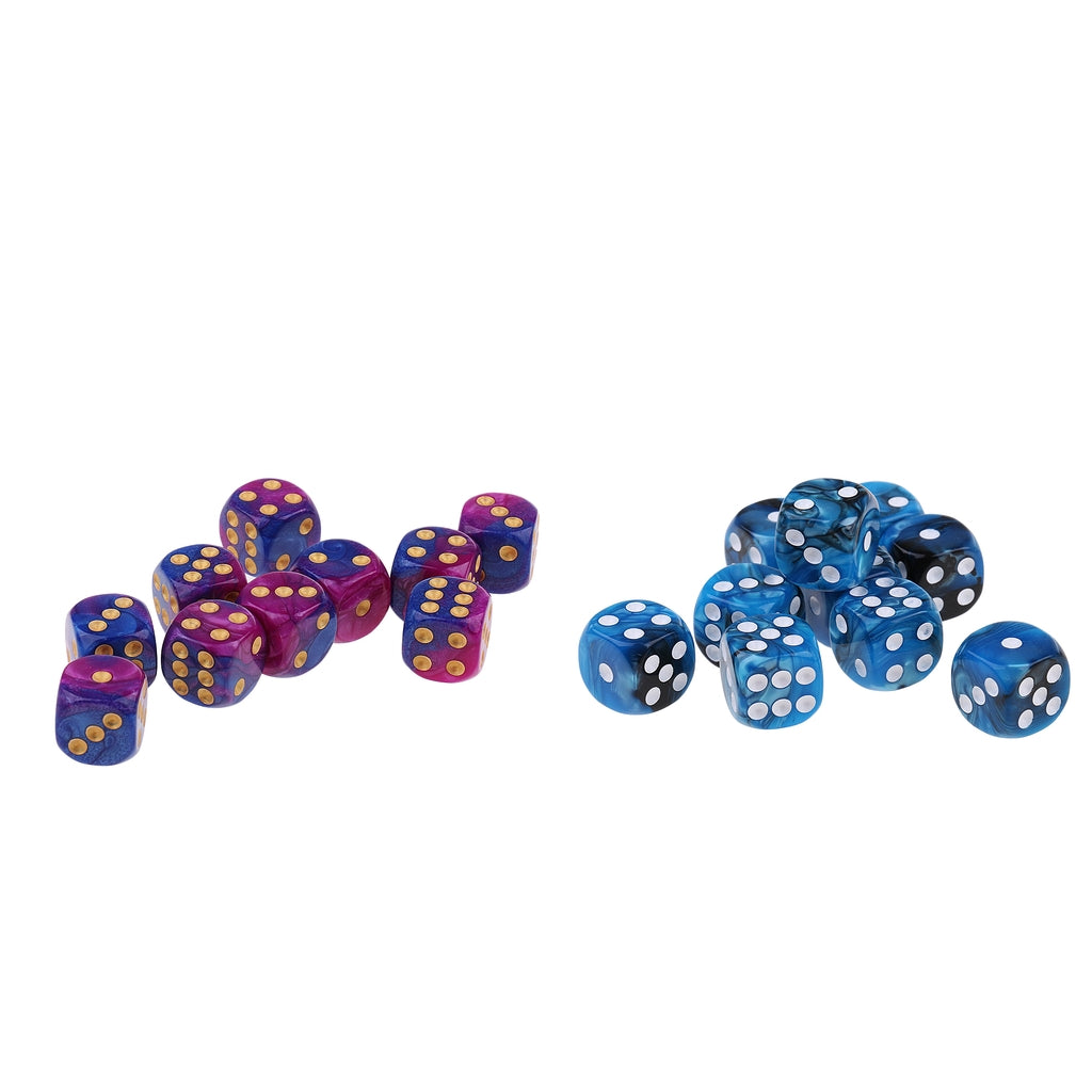 20 Pieces Acrylic Dice Family Set 16mm Six-sided Dotted Dice for Table Game