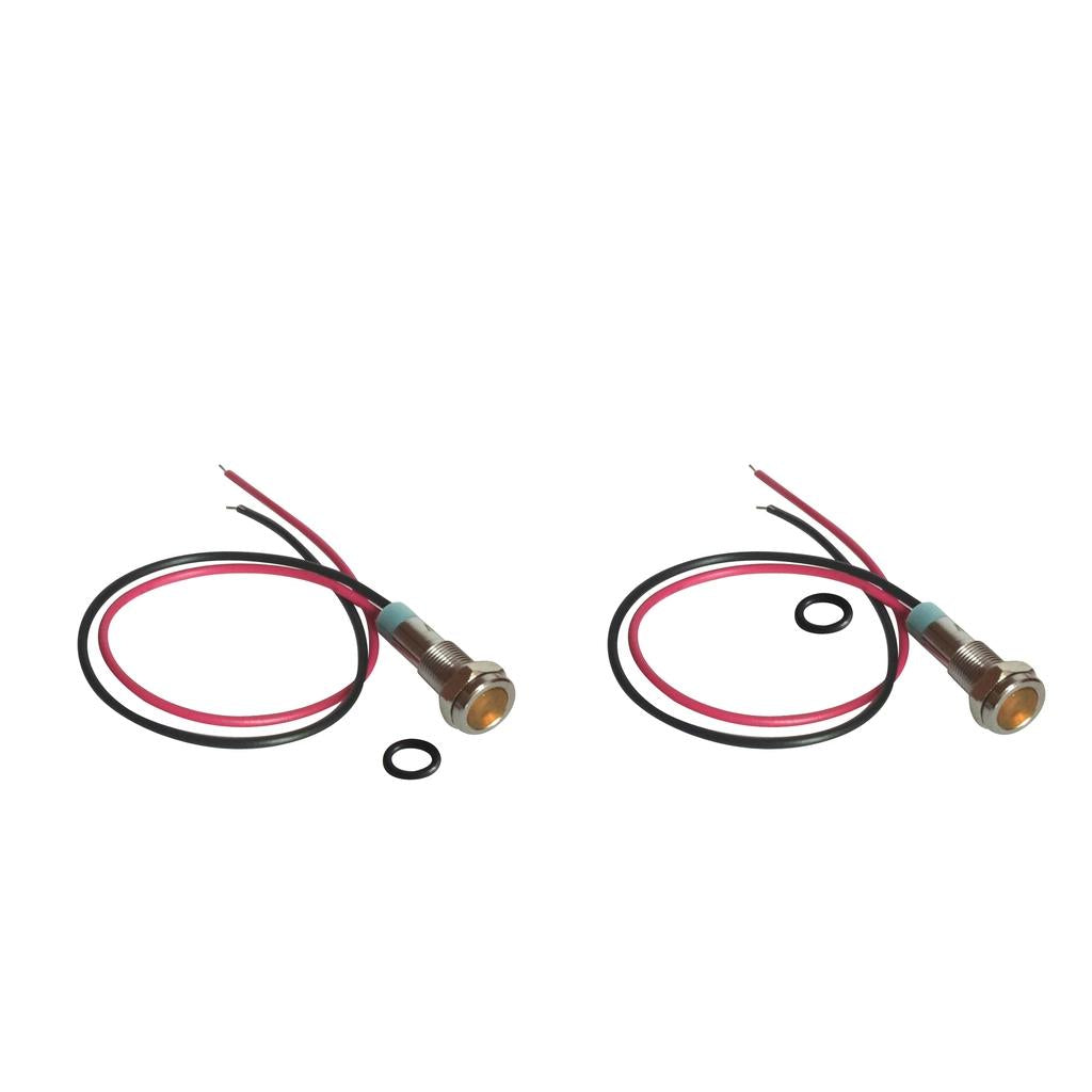 2pcs 6mm LED Metal Indicator Light Waterproof Signal Dash Lamp 6V Yellow
