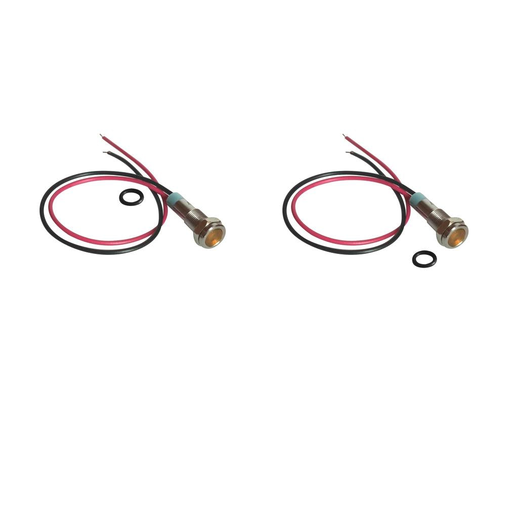 2pcs 6mm LED Metal Indicator Light Waterproof Signal Dash Lamp 6V Yellow