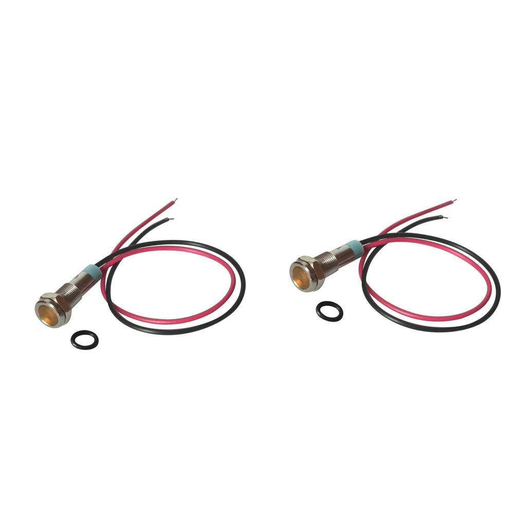 2pcs 6mm LED Metal Indicator Light Waterproof Signal Dash Lamp 6V Yellow