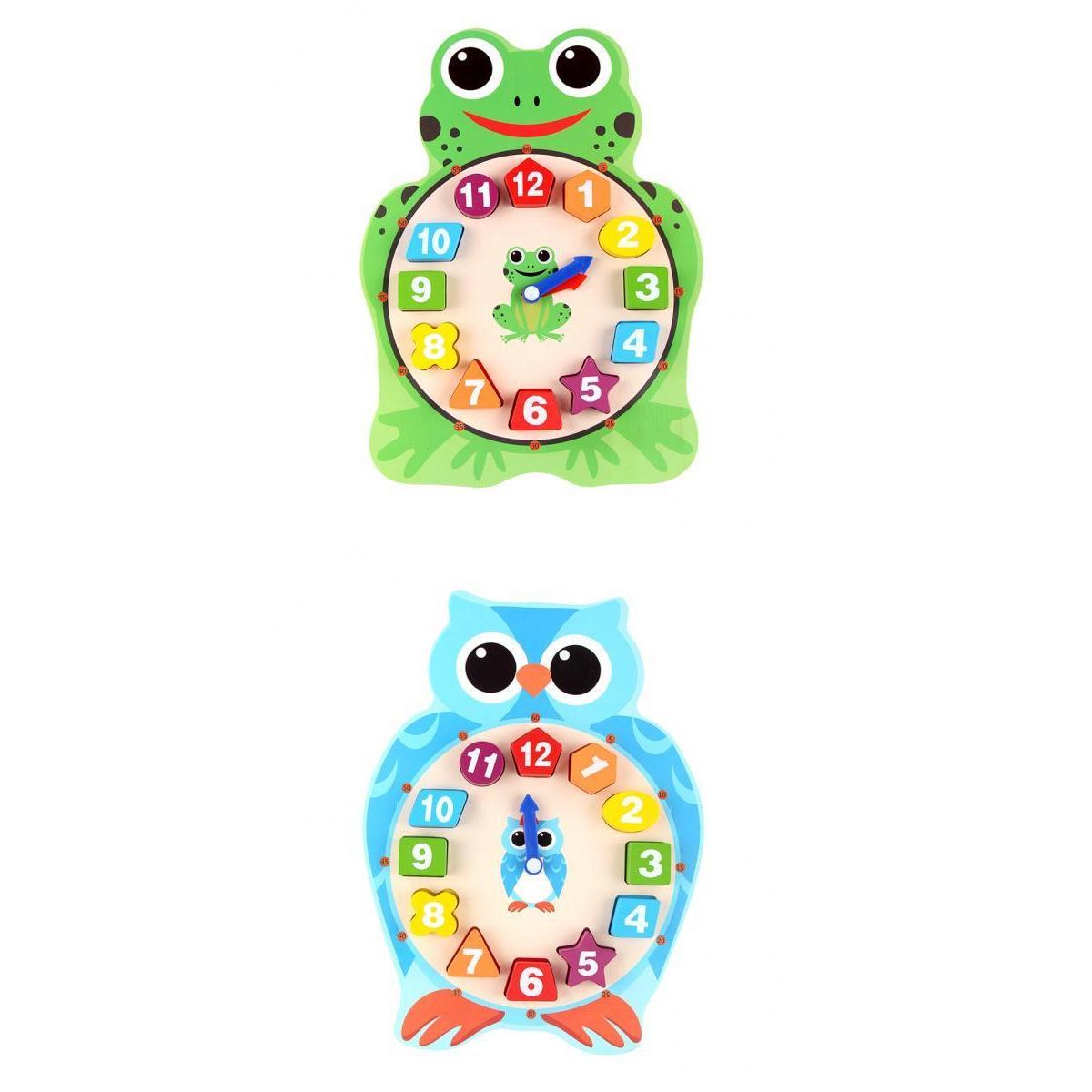 2 SETS Cartoon Wooden Clock Jigsaw Puzzle Toy for Kids/Baby Educational Fun