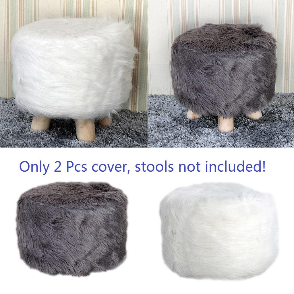 Comfortable Stool Covers Round Chair Slipcover Seat Decorations Gray+White