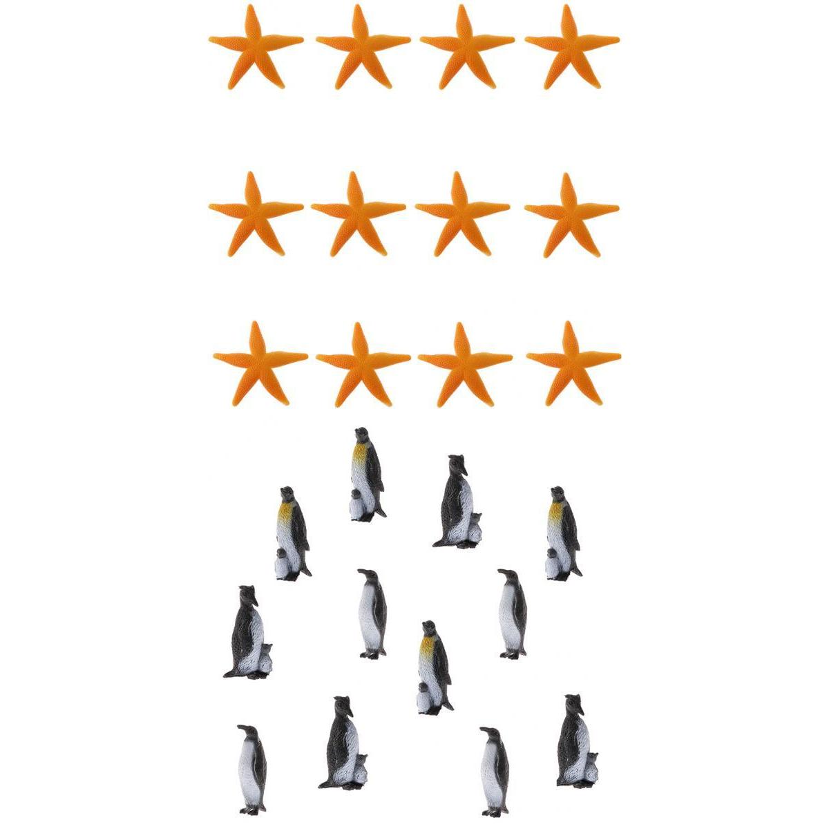 24Pcs Plastic Penguin & Starfish Ocean Animal Model Figures Educational Toy