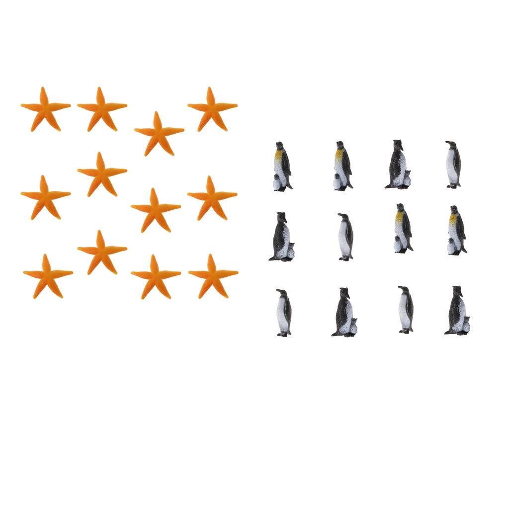 24Pcs Plastic Penguin & Starfish Ocean Animal Model Figures Educational Toy