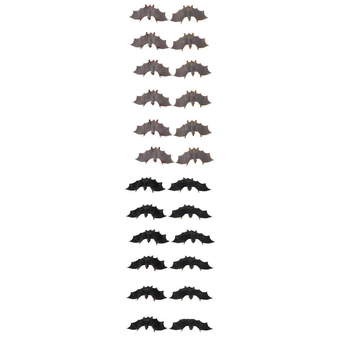 24Pcs Black & Grey Plastic Bats Flying Animal Model Figures Educational Toys