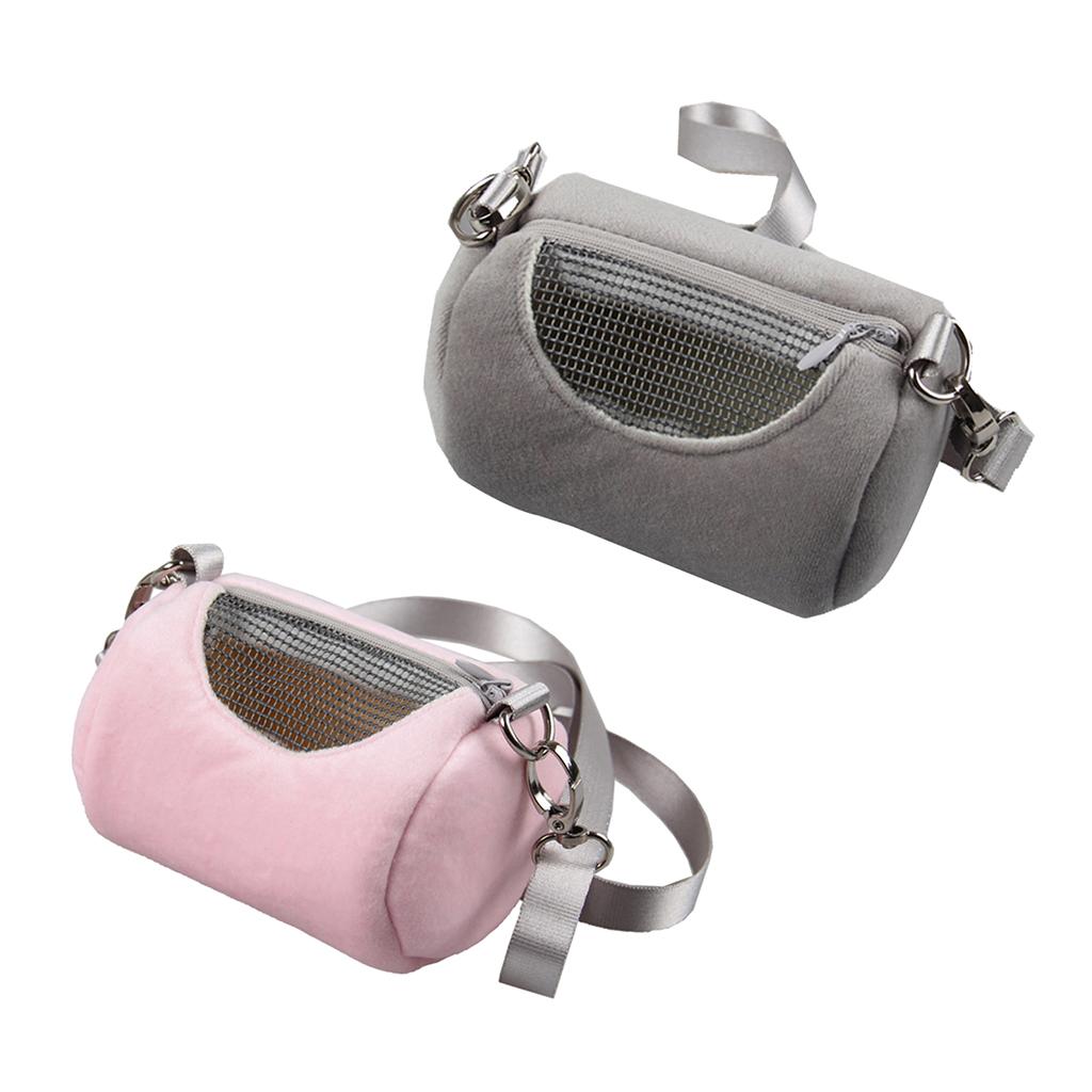 2Pcs Pink & Grey Breathable Small Animal Carrier Hamster Travel Bag Handbag