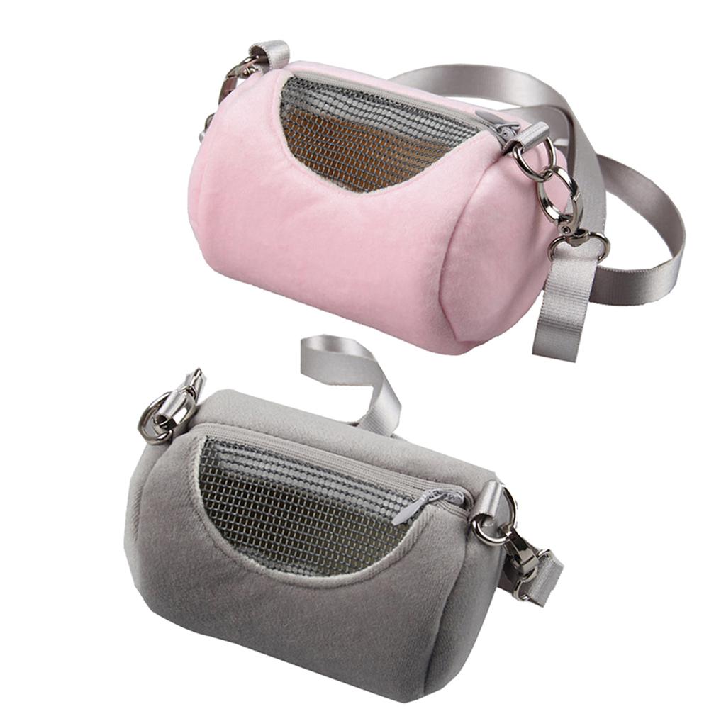 2Pcs Pink & Grey Breathable Small Animal Carrier Hamster Travel Bag Handbag