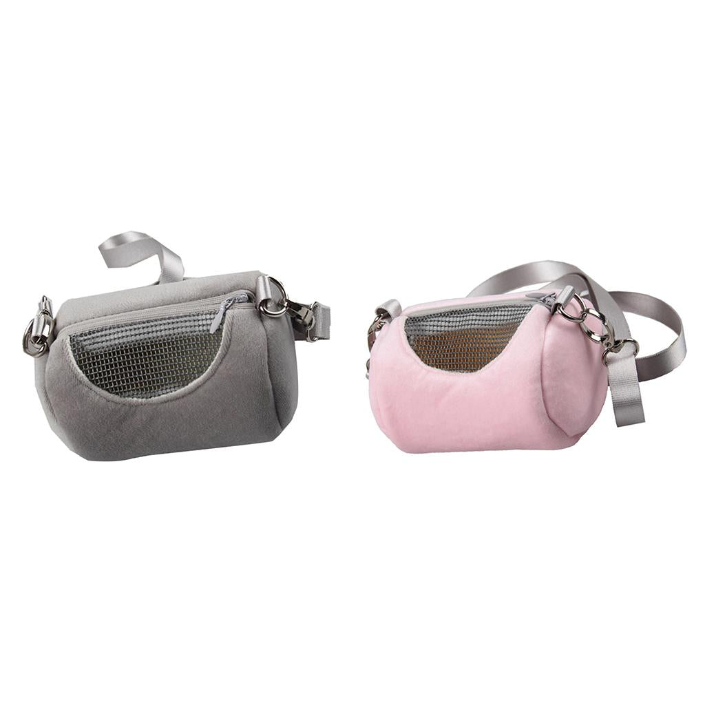 2Pcs Pink & Grey Breathable Small Animal Carrier Hamster Travel Bag Handbag