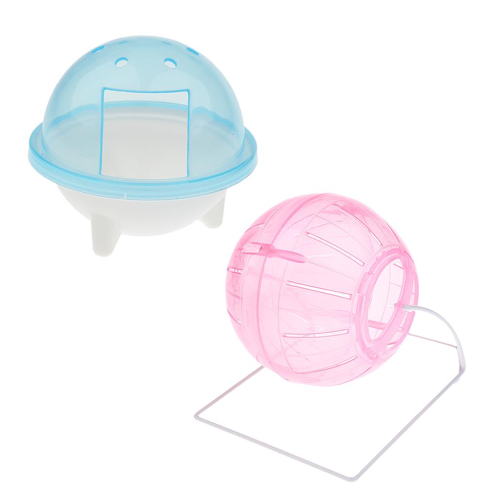 2Pcs Pet Hamster Exercise Ball & Pet Hamster Bathroom Bath Sand Room