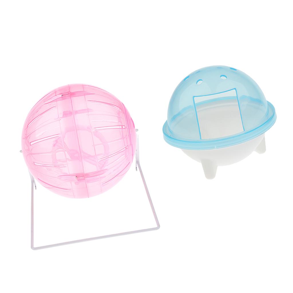 2Pcs Pet Hamster Exercise Ball & Pet Hamster Bathroom Bath Sand Room