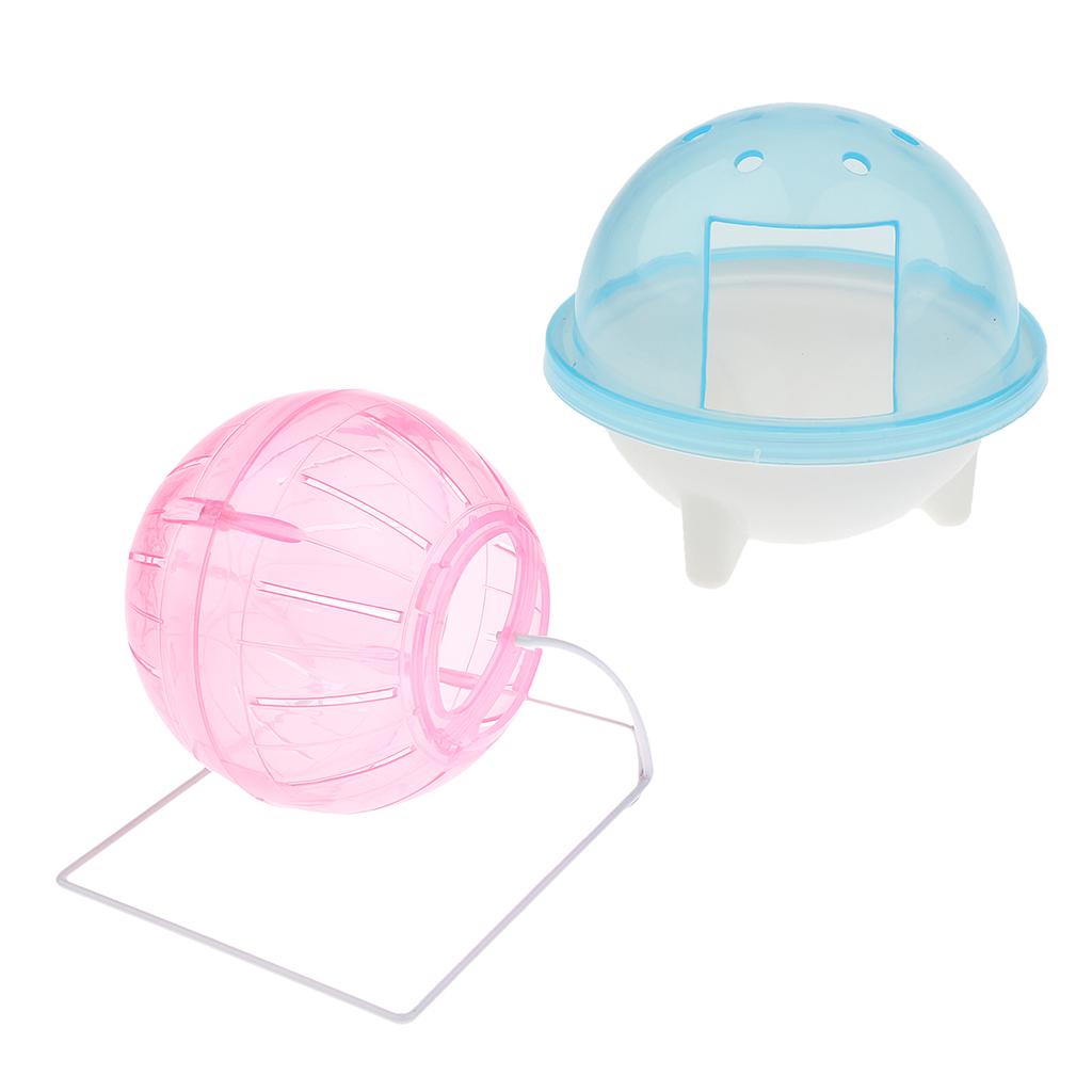 2Pcs Pet Hamster Exercise Ball & Pet Hamster Bathroom Bath Sand Room