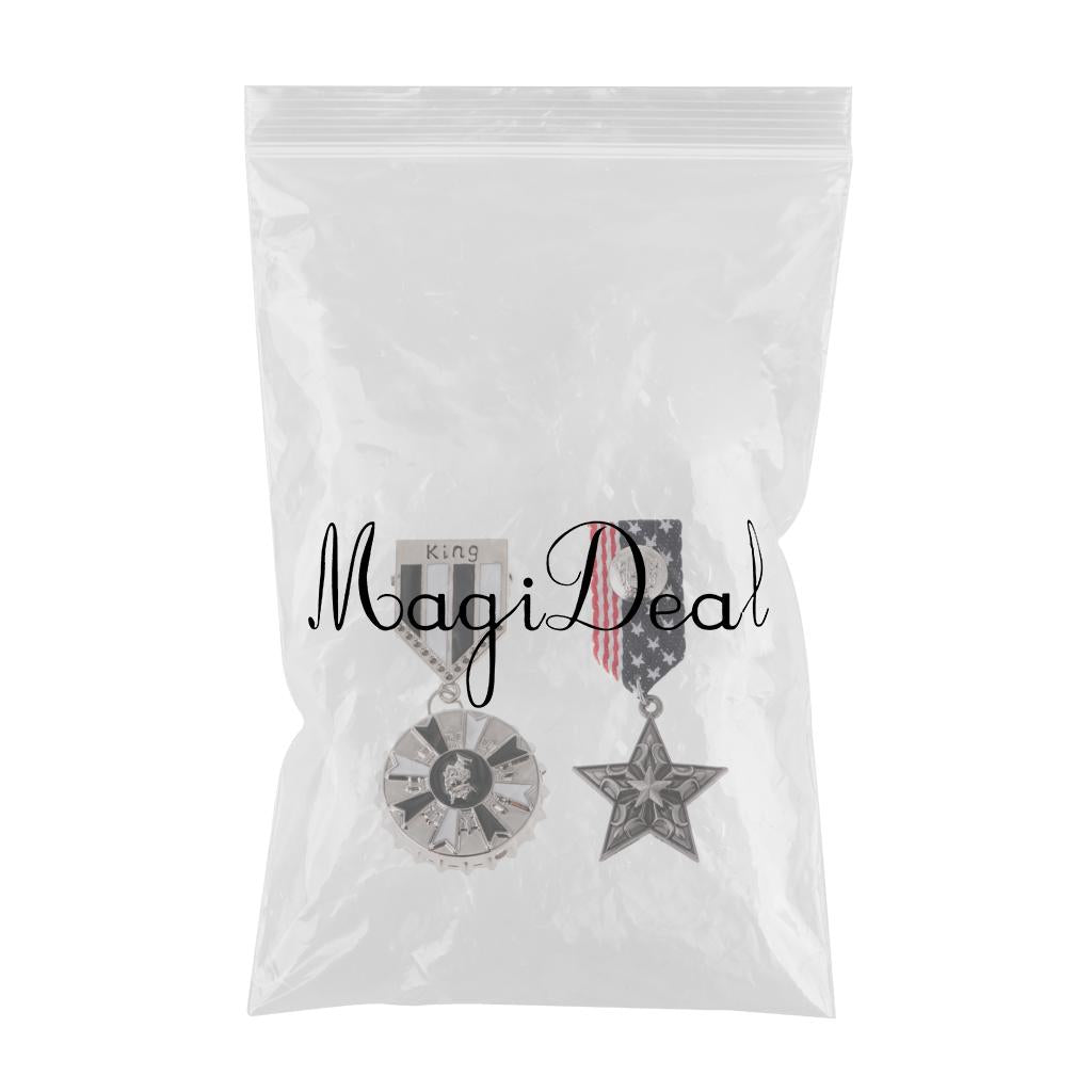 2 Pcs Military Uniform Medal Badge Brooch Pin Ribbon KING Star Brooch Gothic