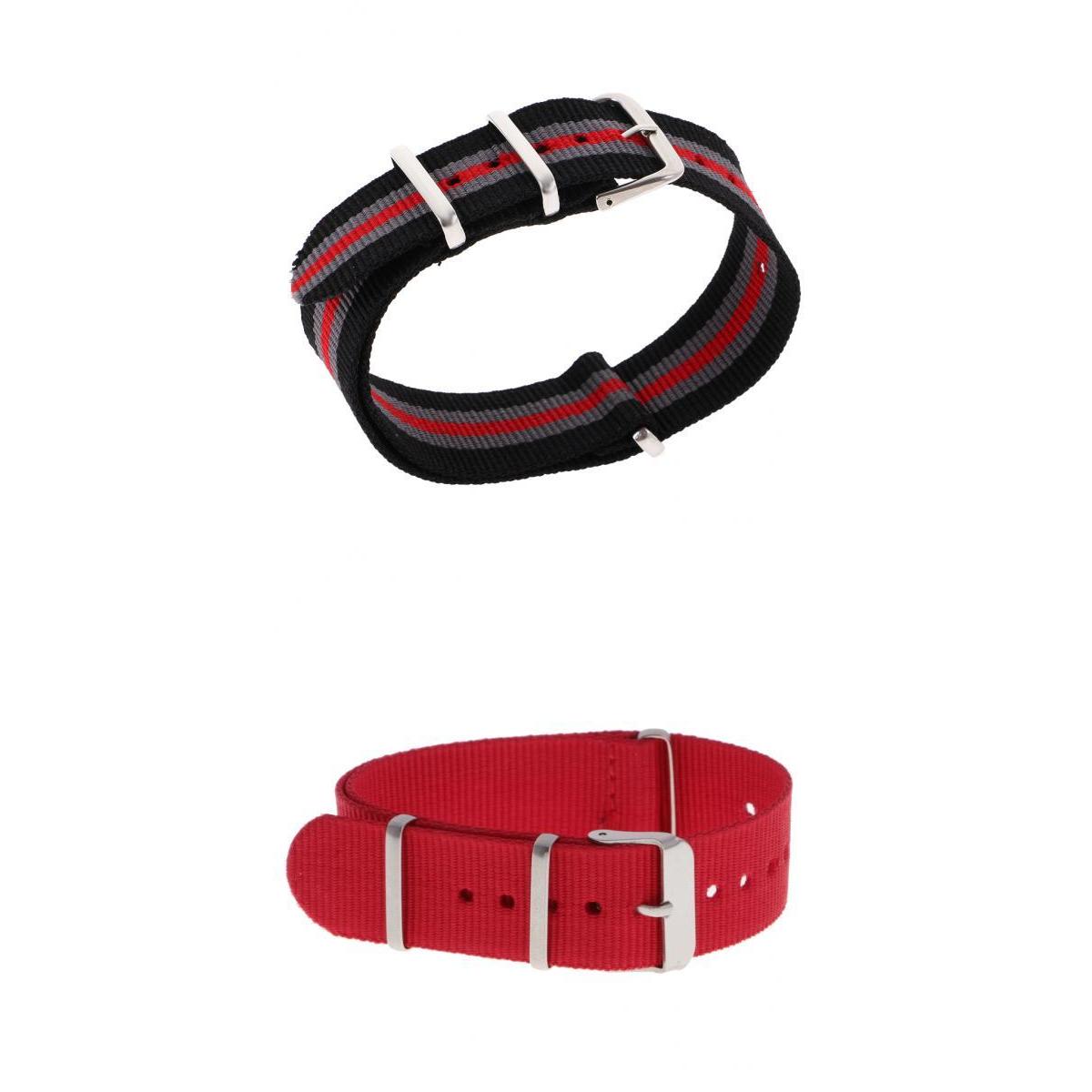 2pcs Durable Nylon Watch Strap Watch Band Stainless Steel Buckle 18mm 20mm