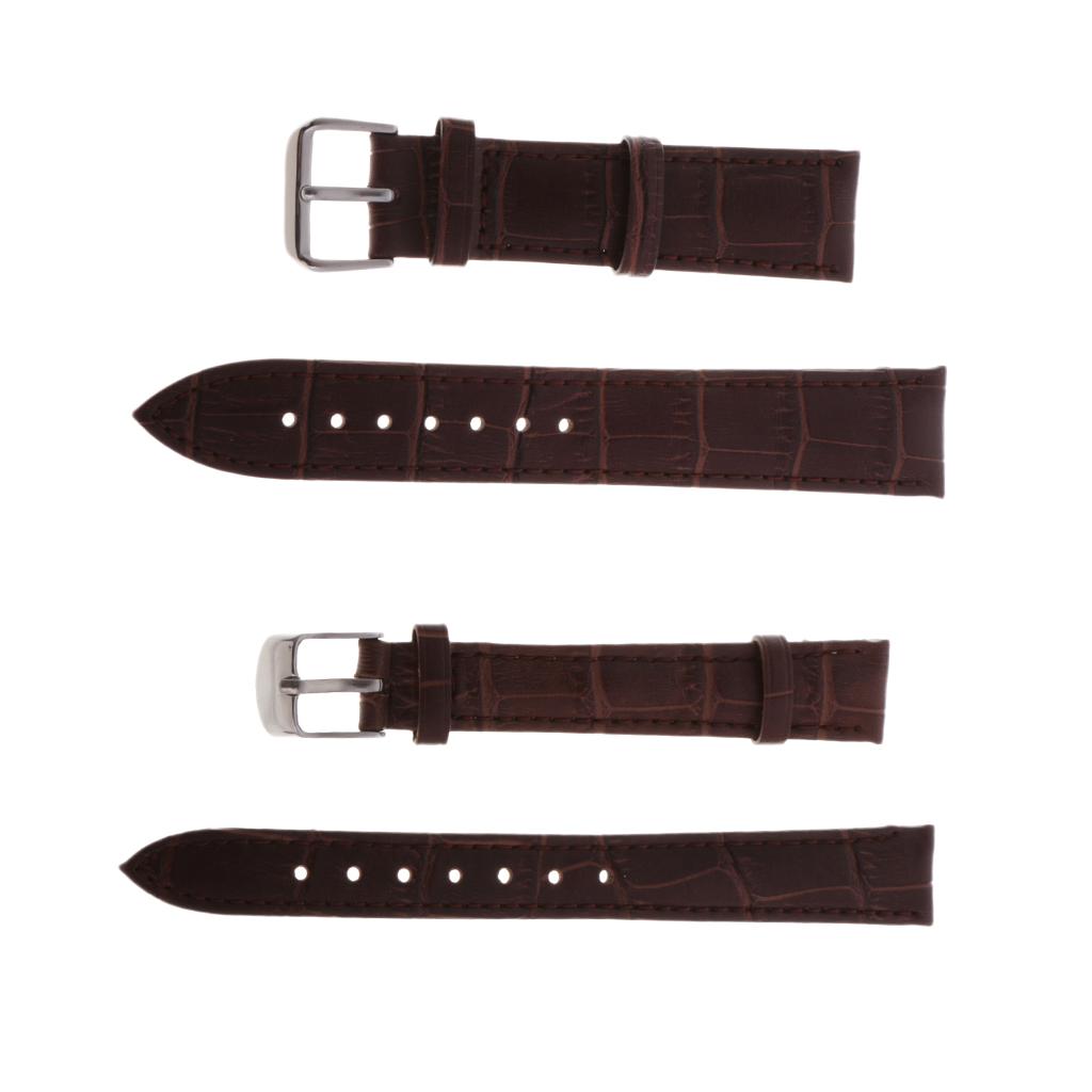 2Pcs High Quality Leather Strap Bracelet Band Replacement for Watch 20 14mm