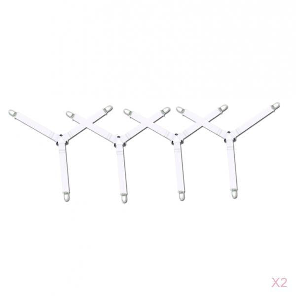 8 Pieces Bed Sheet Grippers Suspenders Fastener Clips Straps 3 Heads White