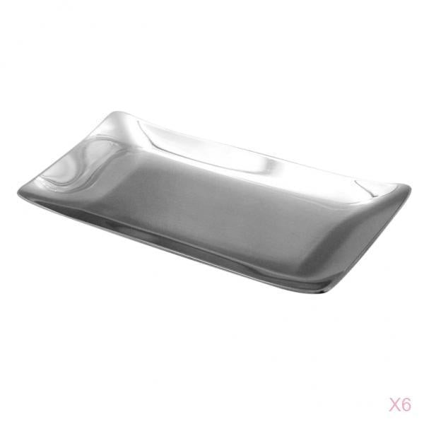 6pcs Stainless Steel Towel Dish Snack Tray Fruit Salad Plate Kitchen Table