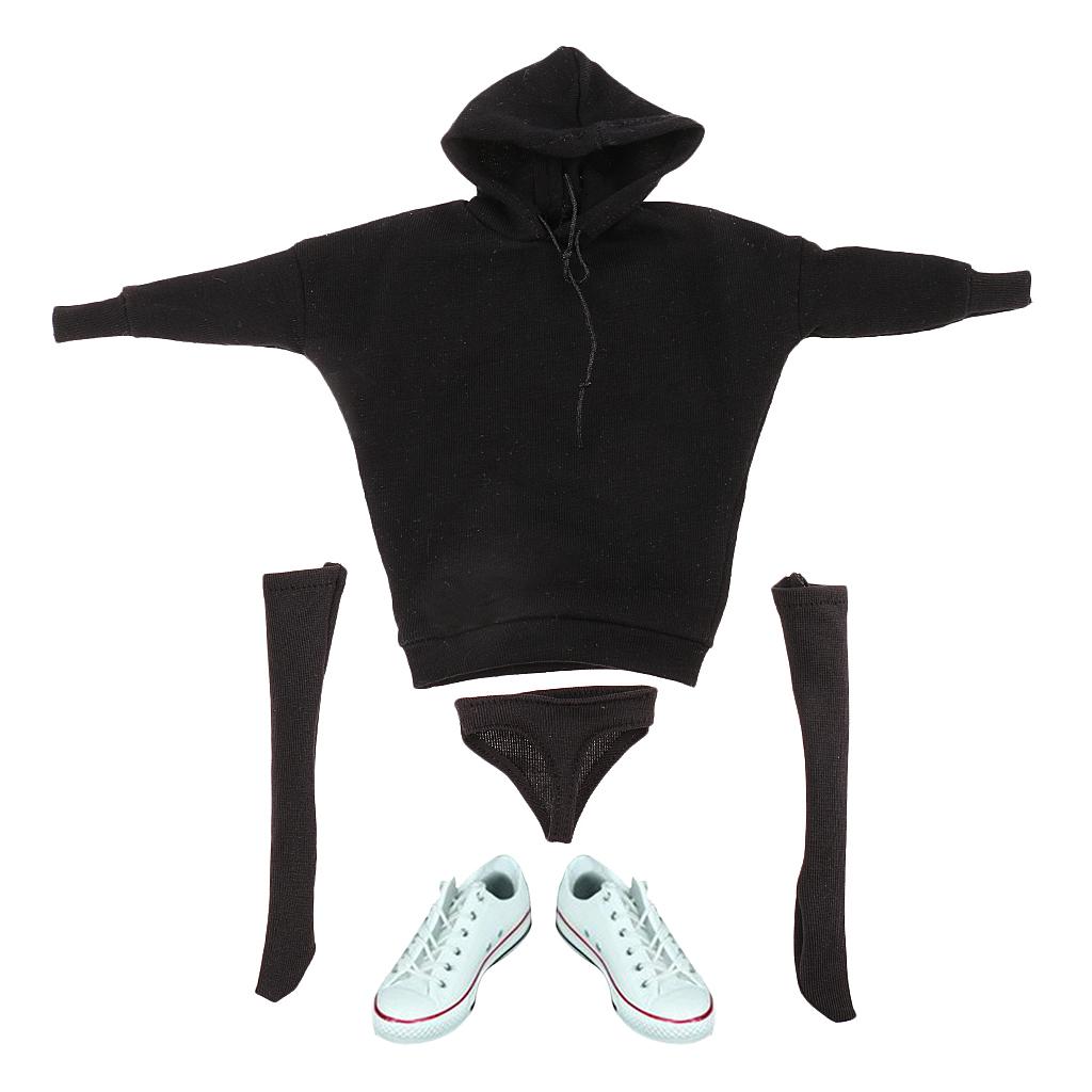 1/6 Female Hoodie Sweatshirt+Stockings+Sneaker for 12'' Phicen Action Figure