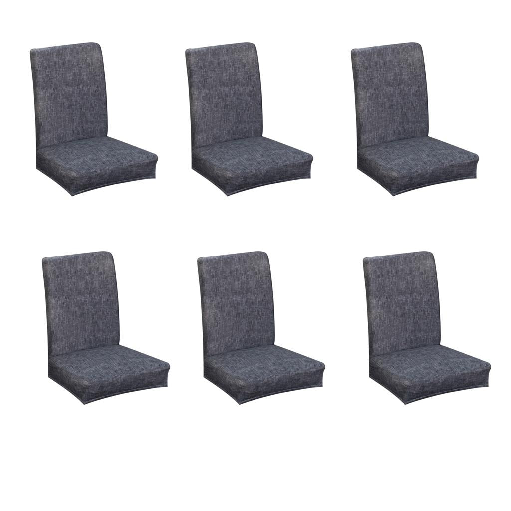 6Pieces Universal Stretch Dining Room Chair Slipcover Stool Cover Dark Gray
