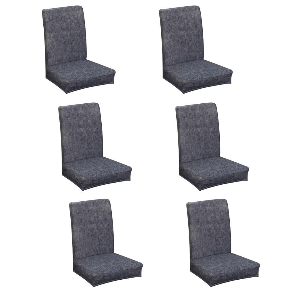 6Pieces Universal Stretch Dining Room Chair Slipcover Stool Cover Dark Gray