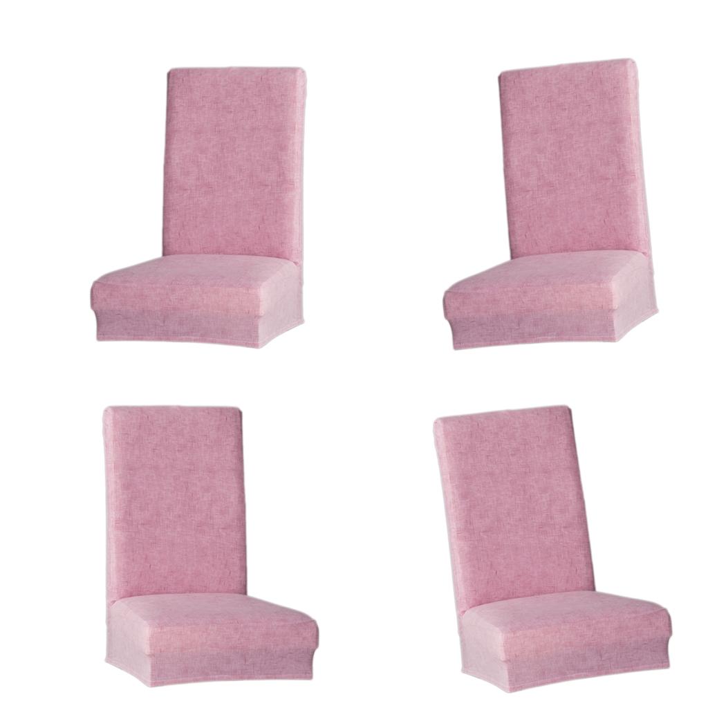 4Pieces Universal Stretch Dining Room Chair Slipcover Stool Seat Cover Pink