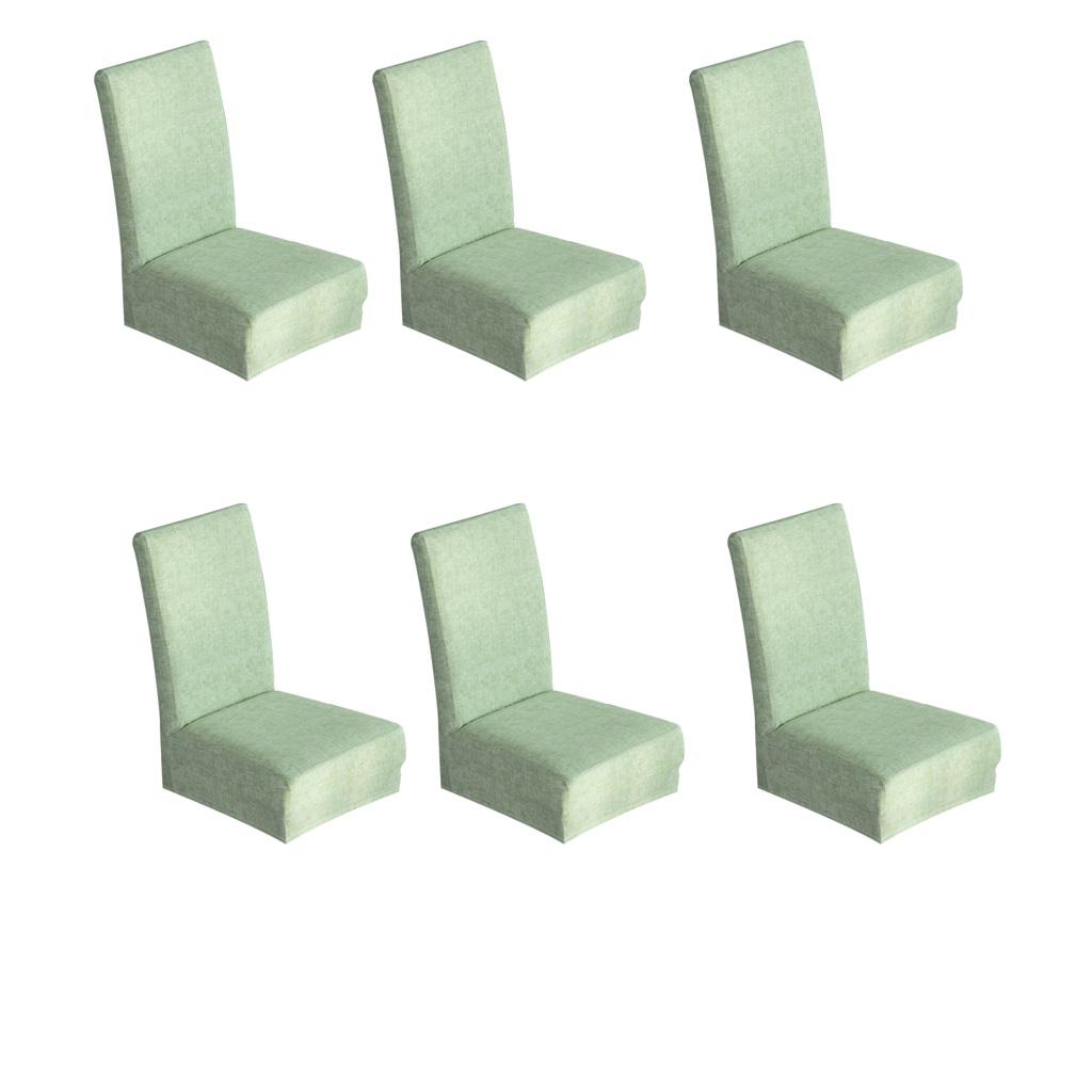 6Piece Universal Stretch Dining Room Chair Slipcover Stool Cover Grass Green