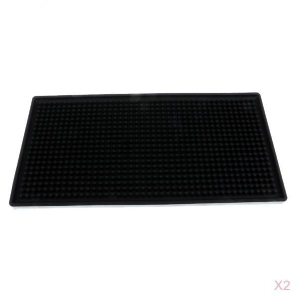 2x Rubber Bar Service Mat Water Proof PVC Mat Kitchen Glass Coaster 15x30cm