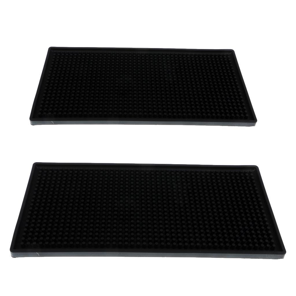 2x Rubber Bar Service Mat Water Proof PVC Mat Kitchen Glass Coaster 15x30cm