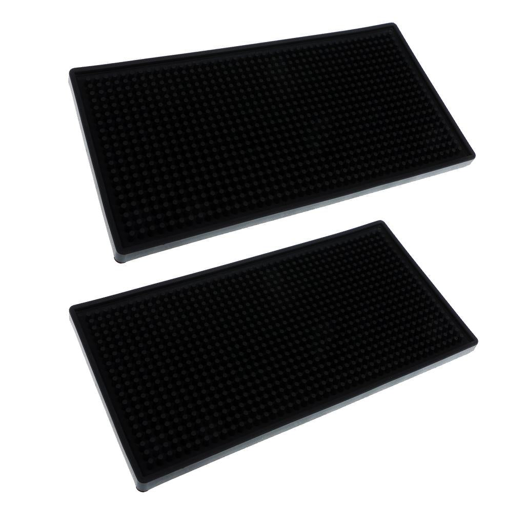 2x Rubber Bar Service Mat Water Proof PVC Mat Kitchen Glass Coaster 15x30cm