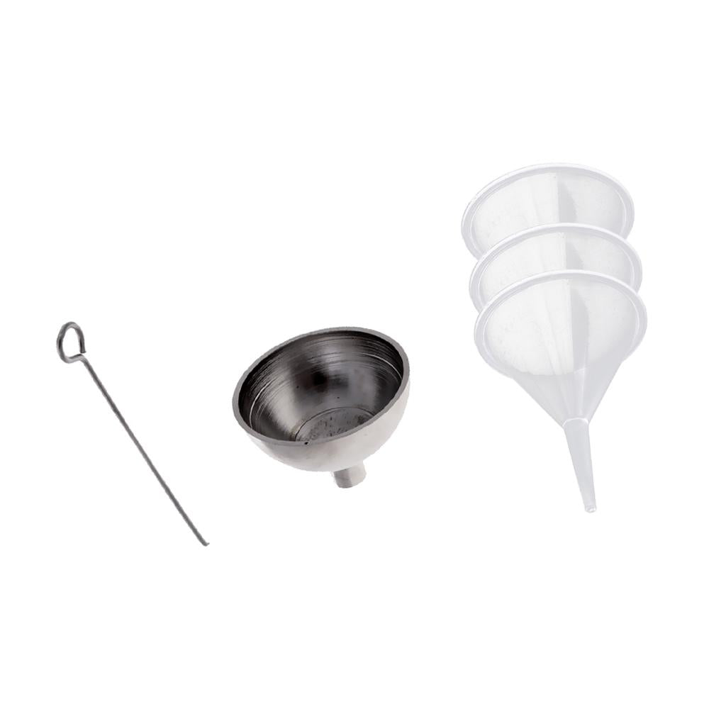4pcs Stainless Steel & Plastic Mini Funnels For Filling Urn Oil Water Flask