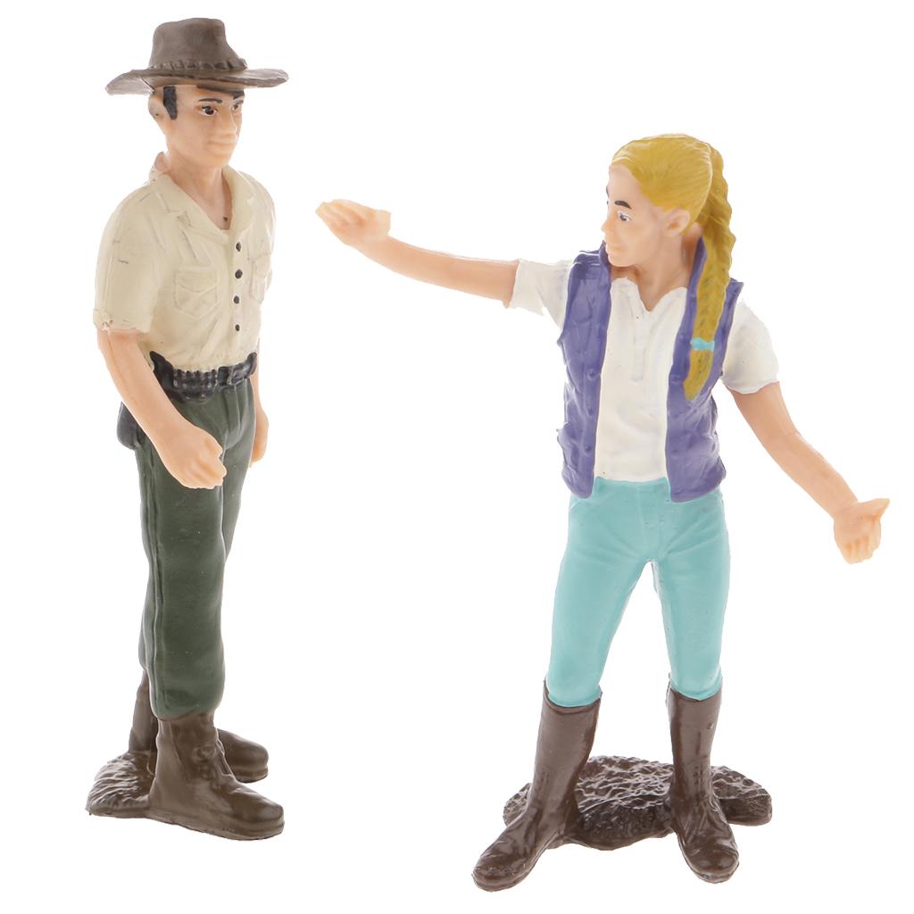 2Pcs Realistic Female Farmer People Figurine Model Action Figure Kids Toy
