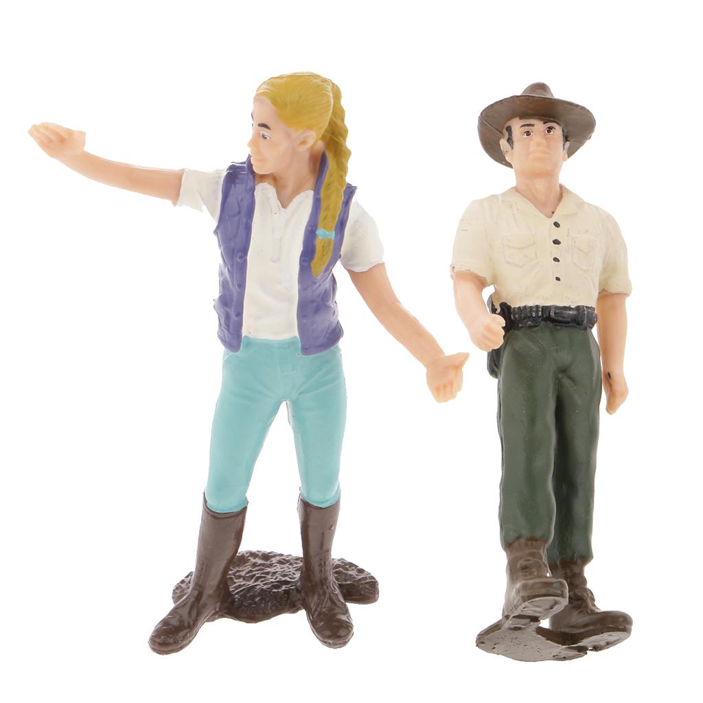 2Pcs Realistic Female Farmer People Figurine Model Action Figure Kids Toy