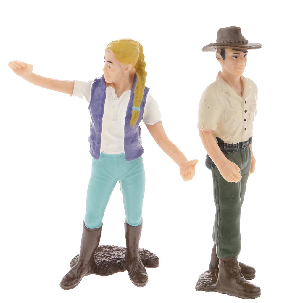2Pcs Realistic Female Farmer People Figurine Model Action Figure Kids Toy